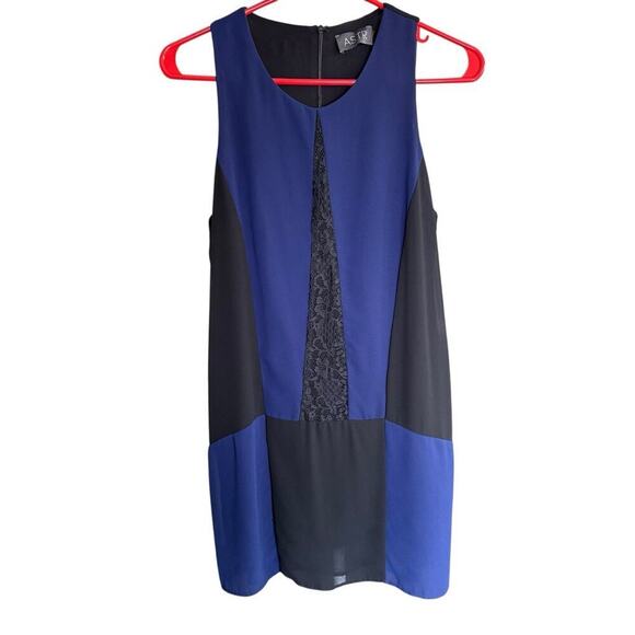 ASTR Dress Women M Colorblock Lace Blue Whimsigoth Romanticgoth Office Siren - Picture 1 of 7